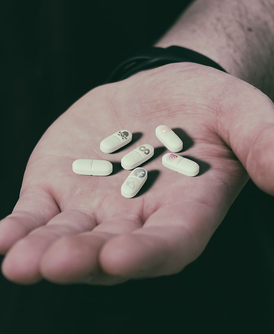 six white medication pills on hand, people, person, human, schrozberg