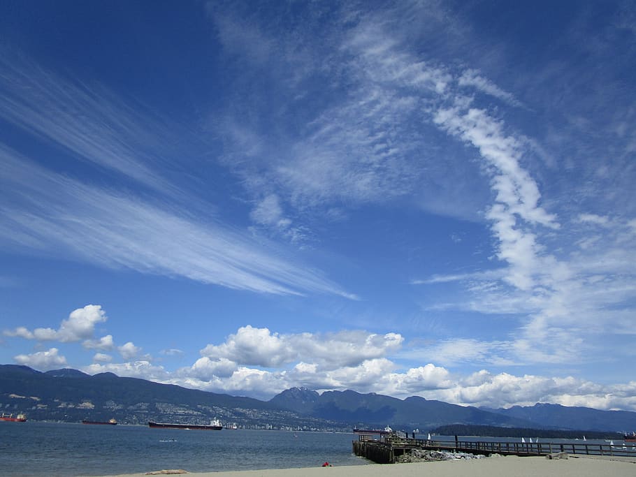 cloud, pattern, white, sky, blue, jericho beach, vancouver HD wallpaper