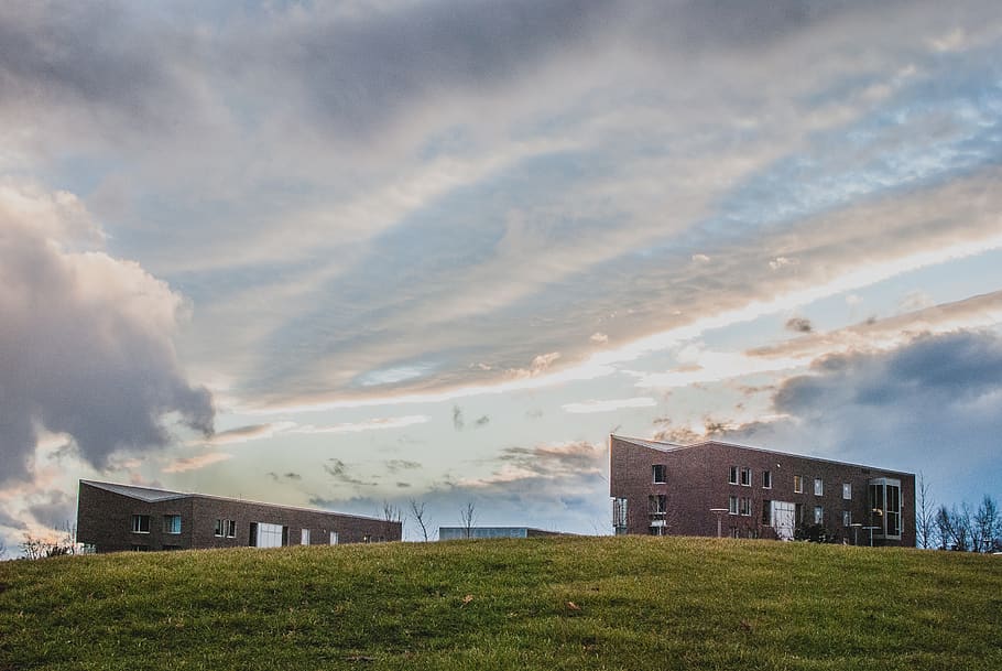 architecture, sky, sunset, dramatic, amherst, rural, grass HD wallpaper