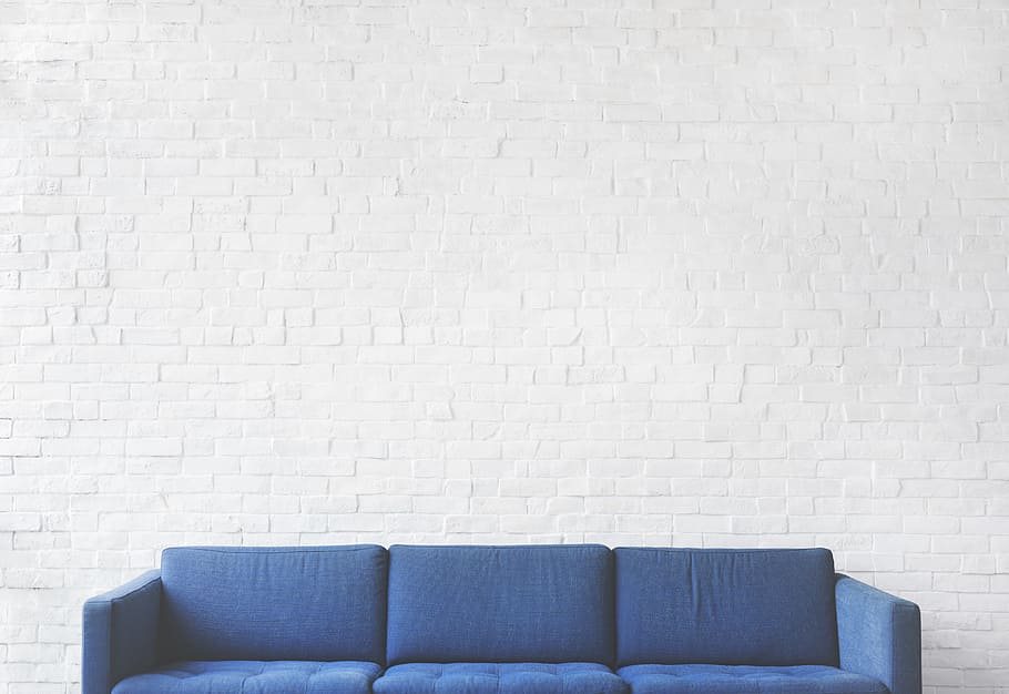 chair, wall, minimal, brick, couch, seat, sofa, furniture, interior design, HD wallpaper