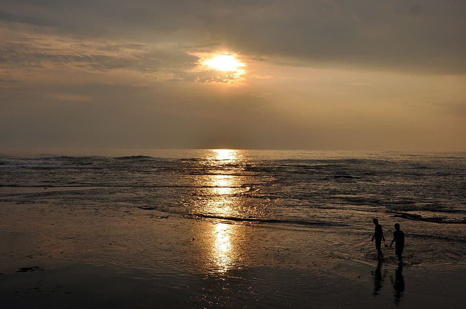 sunset, beach, anyer, cinangka, banten, indonesia, sky, water HD wallpaper