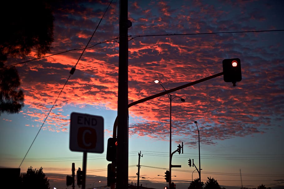 australia, footscray, red, red clouds, red sky, cityscape, urban landscpae, HD wallpaper