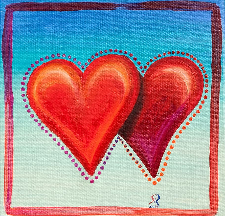 heart, valentine, love, texture, painting, painted, heart shape HD wallpaper