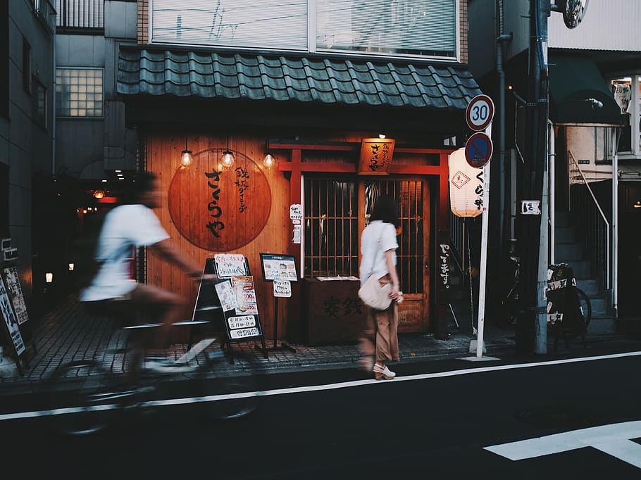 architecture, building, structure, road, street, people, girl HD wallpaper