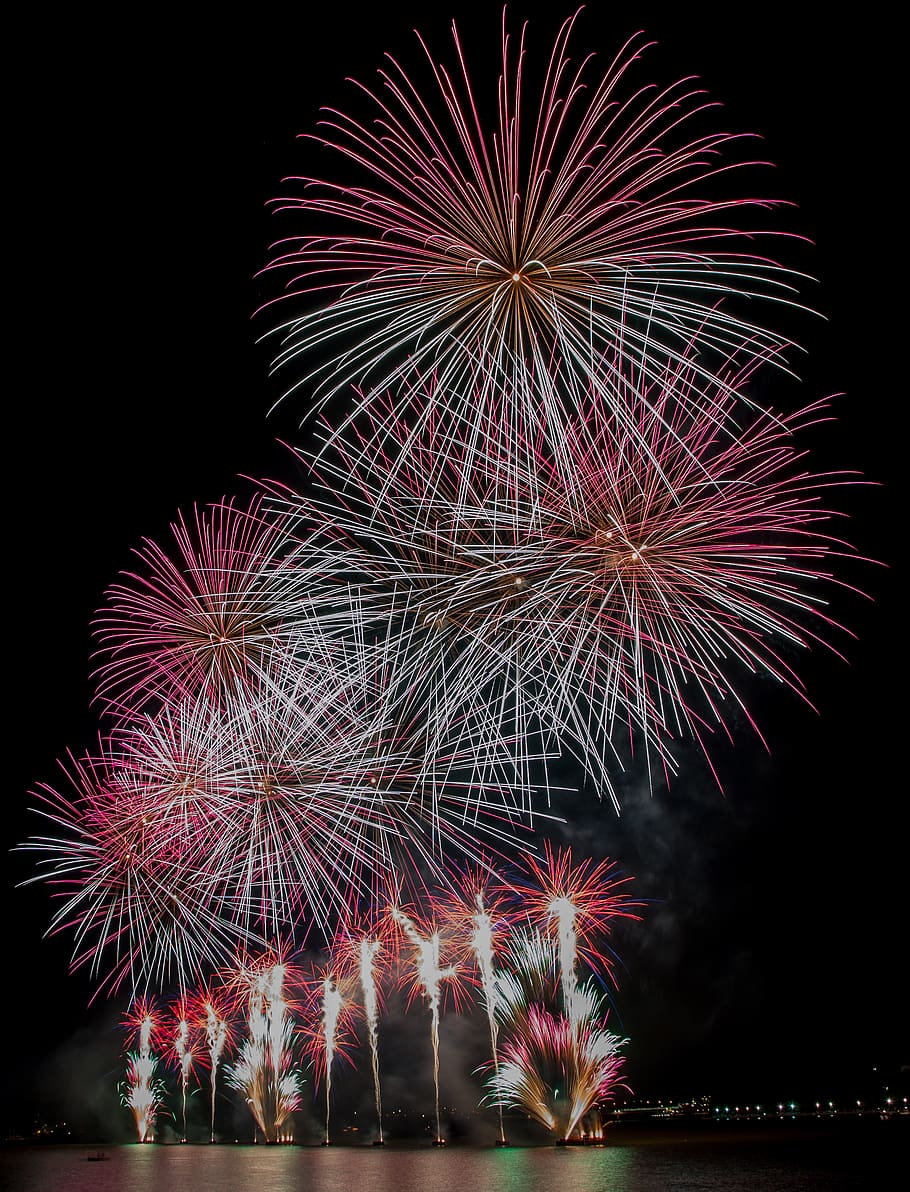 australia, canberra, night, firework display, motion, arts culture and entertainment HD wallpaper
