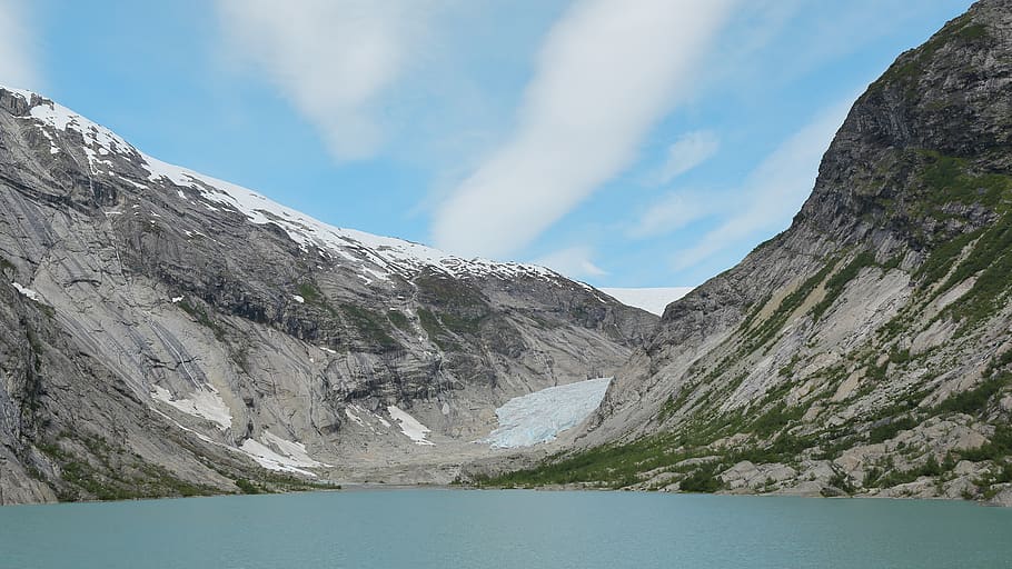grey covered mountains, ice, nature, outdoors, slope, glacier HD wallpaper