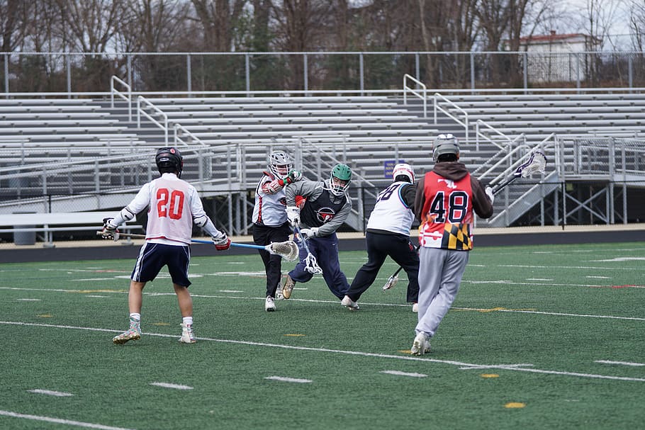 people playing lacrosse during daytime, person, human, team sport HD wallpaper