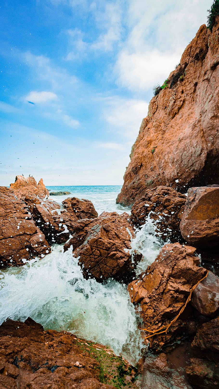 beach, sea, water, rock, sky, rock - object, solid, beauty in nature HD wallpaper
