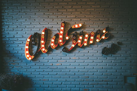 Old Time lit wall decor, light, background, retro, vintage, symbol HD wallpaper