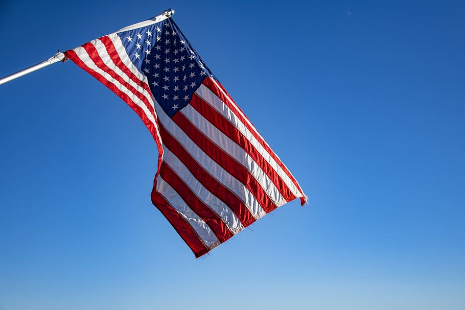 Flag of Usa, america, American flag, blue sky, daytime, design, HD wallpaper