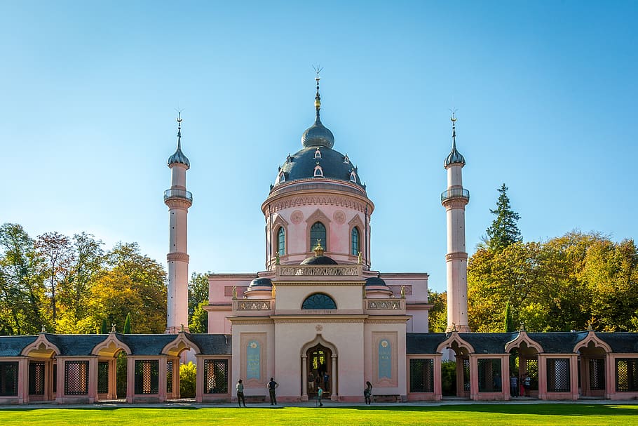 schwetzingen, mosque, red mosque, orient, schlossgarten, islam HD wallpaper