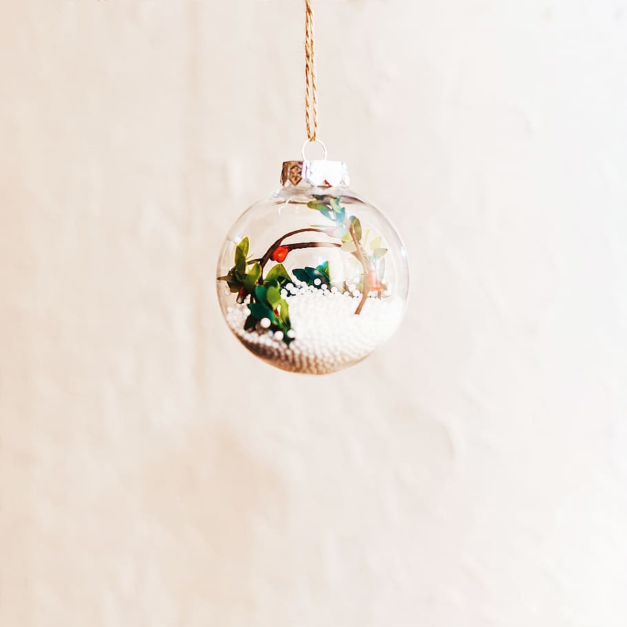 clear glass decorative bauble, sphere, accessories, accessory HD wallpaper