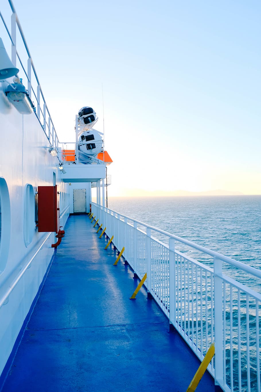 ship on ocean, sea, sky, water, railing, nature, nautical vessel HD wallpaper