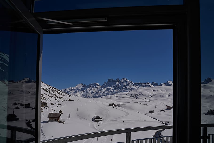 clear glass window, winter, cold temperature, snow, mountain HD wallpaper