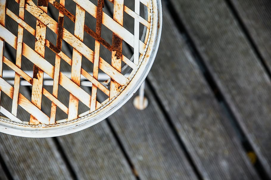 rusty, chair, white, metal, balcony, garden furniture, home HD wallpaper
