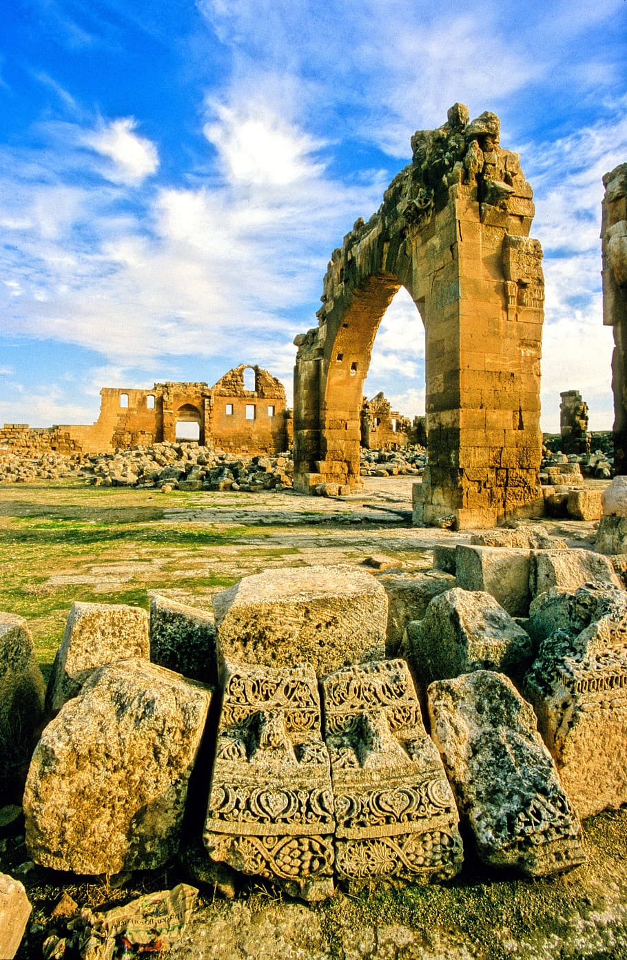 Temple Ruins, ancient, architecture, clouds, daylight, grass HD wallpaper