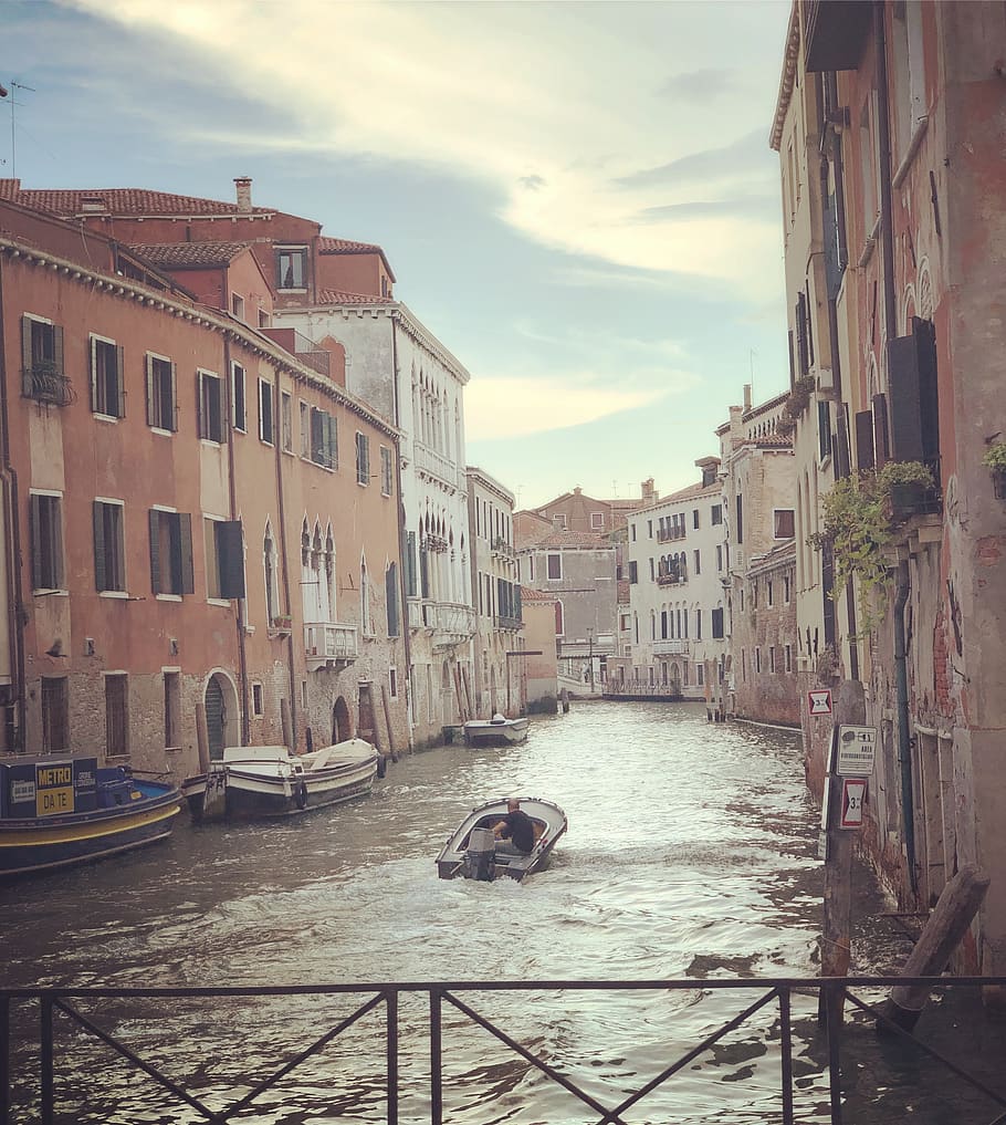 venice, boat, water, architecture, building exterior, built structure HD wallpaper