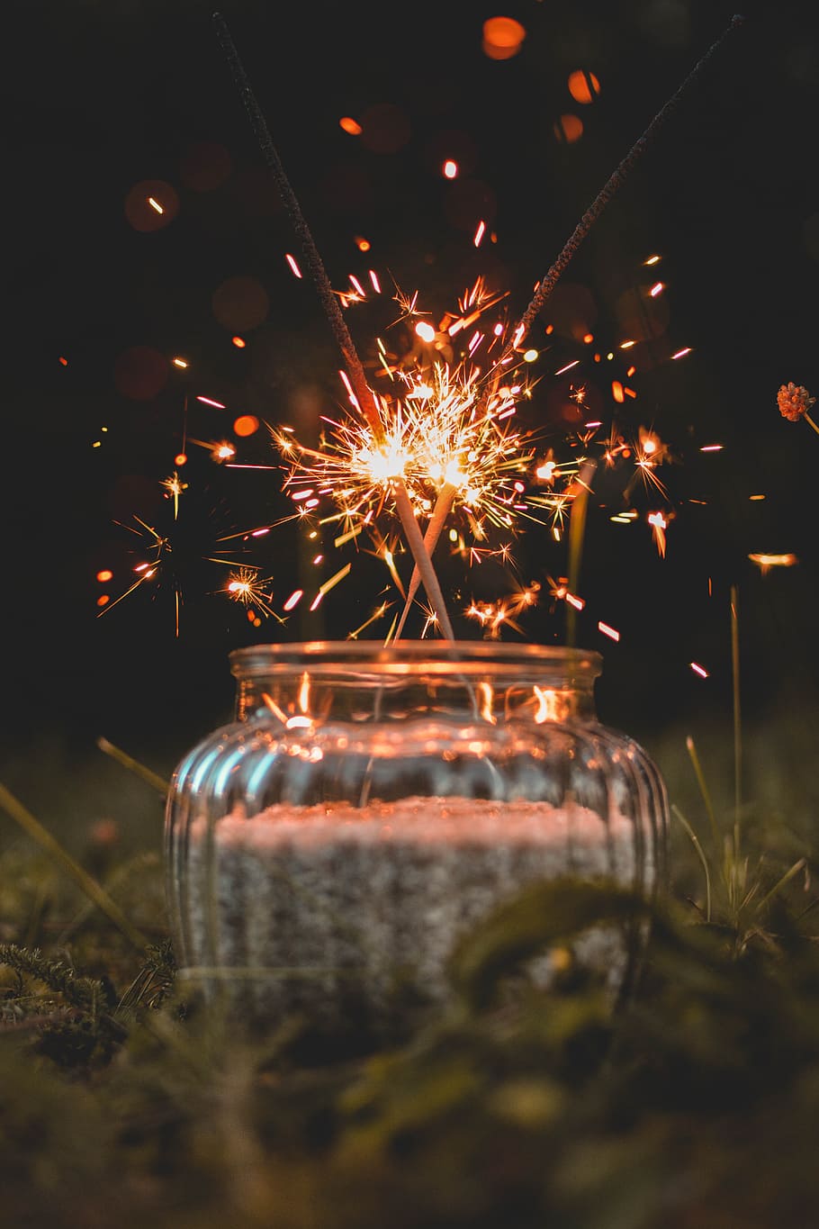 Sparklers, celebration, light, luminescence, sparks, illuminated HD wallpaper