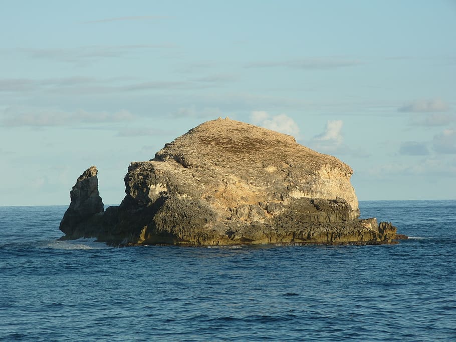 guadeloupe, sea, sun, water, waterfront, rock, solid, rock - object