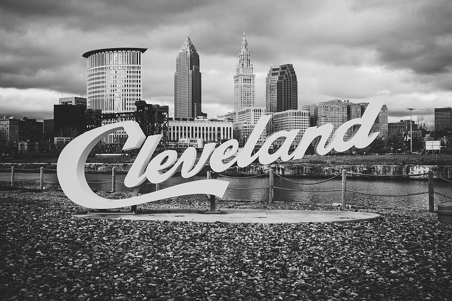 Cleveland signage, building, urban, city, town, downtown, united states