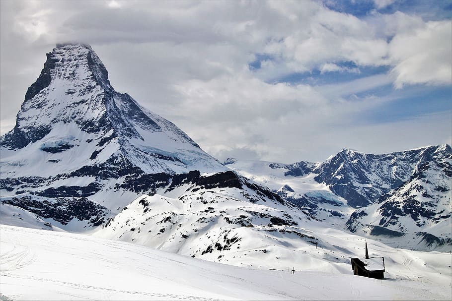 Hd Wallpaper The Alps Matterhorn Zermatt Snow Mountain Winter Ice Wallpaper Flare