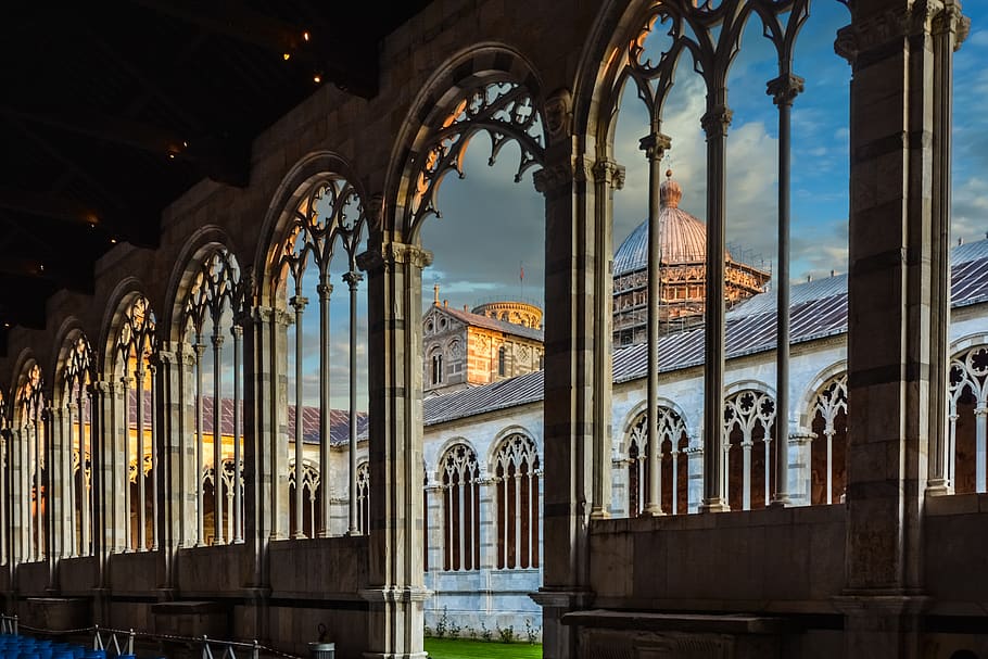 architecture, church, travel, column, camposanto, pisa, italy, HD wallpaper