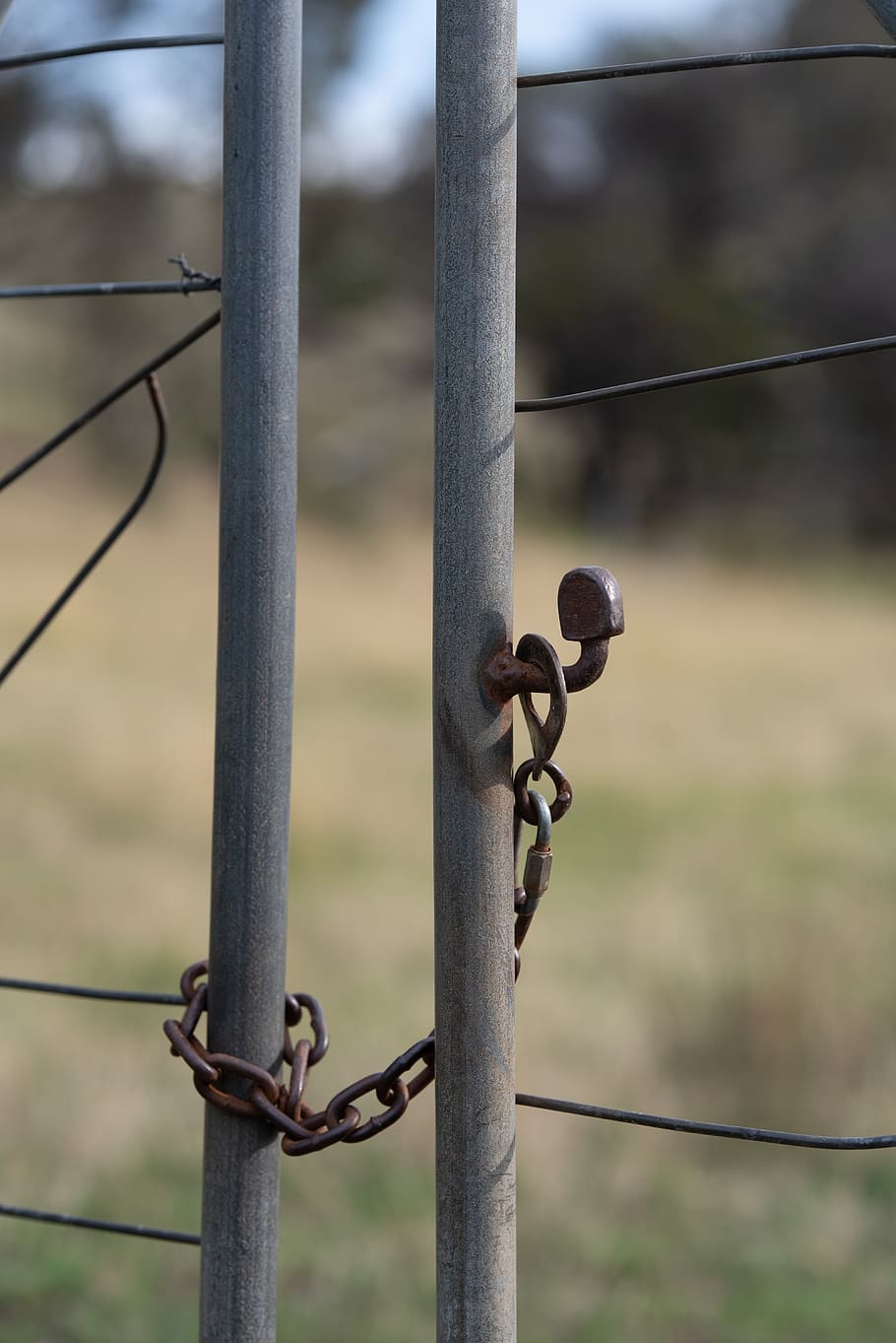 gate, chain, latch, closed, shut, access, metal, security, fence HD wallpaper