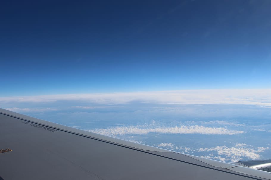 plane, sky, clouds, blue, airplane, cloud - sky, air vehicle HD wallpaper
