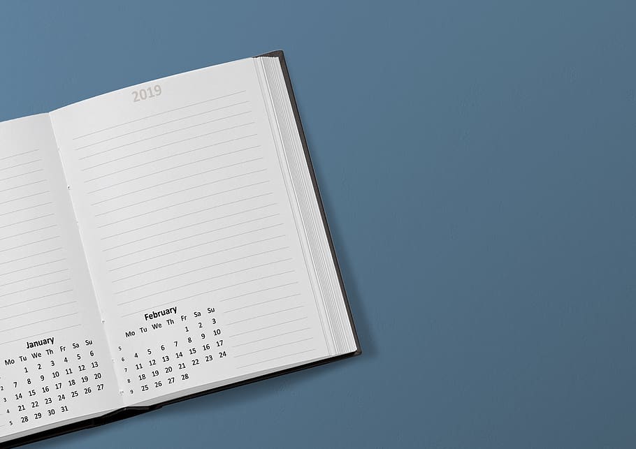 calendar, book, 2019, date, january, february, week, month HD wallpaper