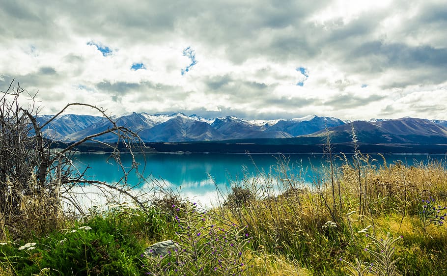 mountain, cloud - sky, beauty in nature, water, scenics - nature HD wallpaper