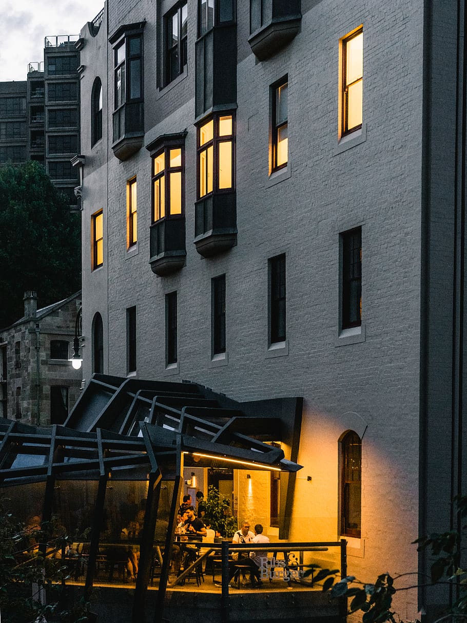 Gray Concrete Building, apartment, architecture, evening, exterior HD wallpaper