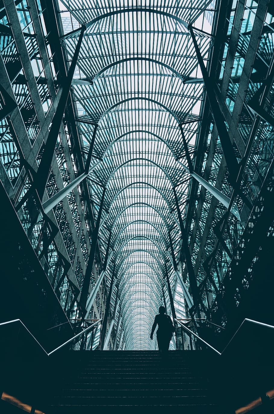 Person On Stairs, architecture, building, low angle shot, perspective HD wallpaper