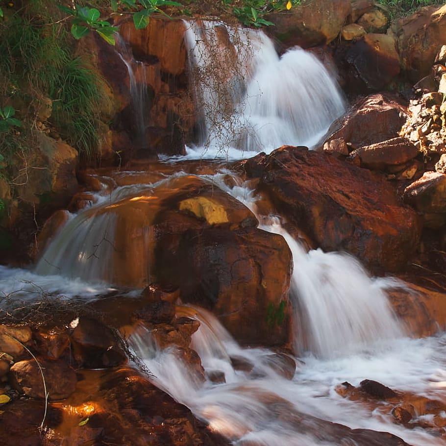View of a Waterfalls, cascade, creek, daylight, flow, landscape HD wallpaper