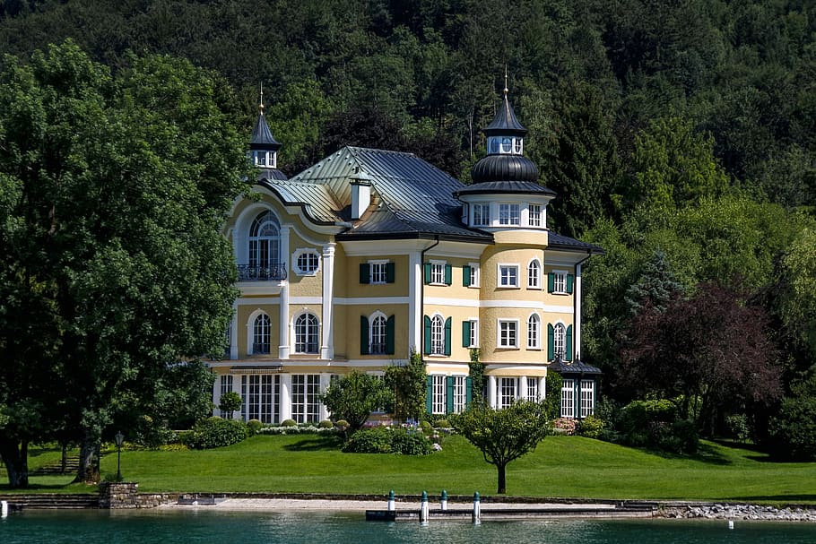 building, architecture, more, attersee, tree, plant, building exterior HD wallpaper