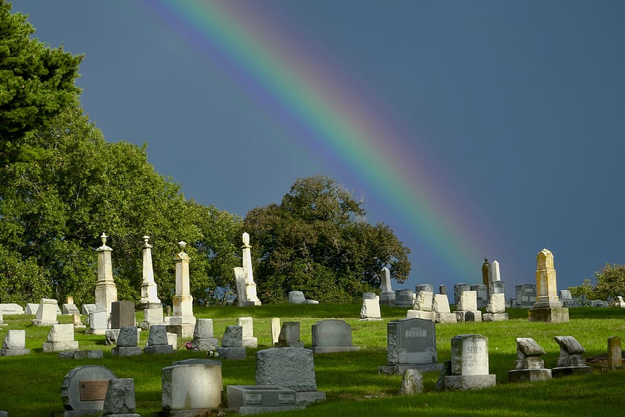 HD wallpaper: rainbow, cemetery, sky
