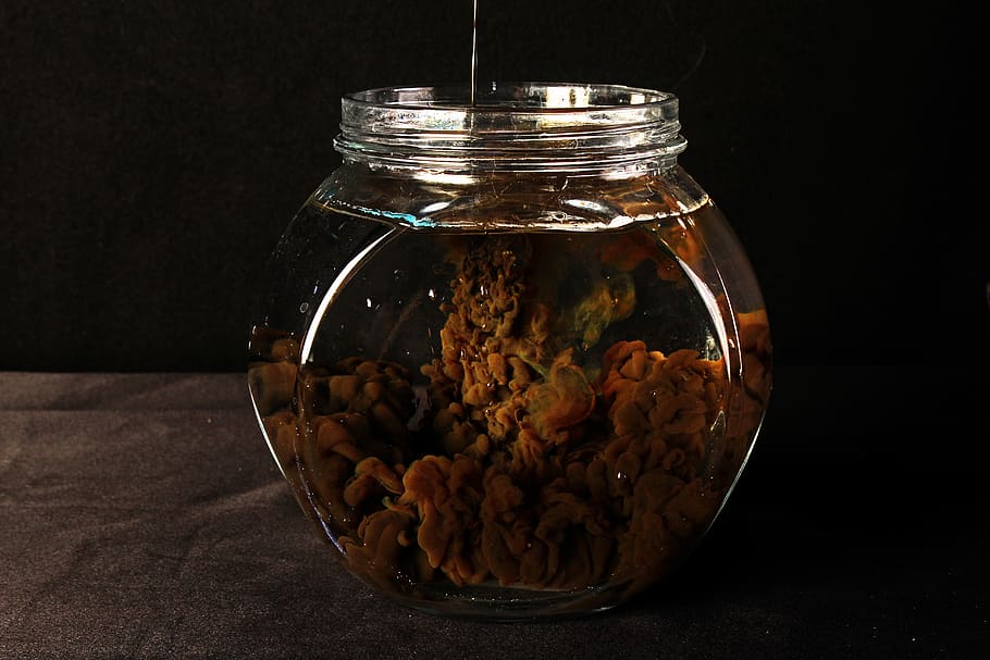 brown, experimental, water, ink, glass - material, jar, container HD wallpaper