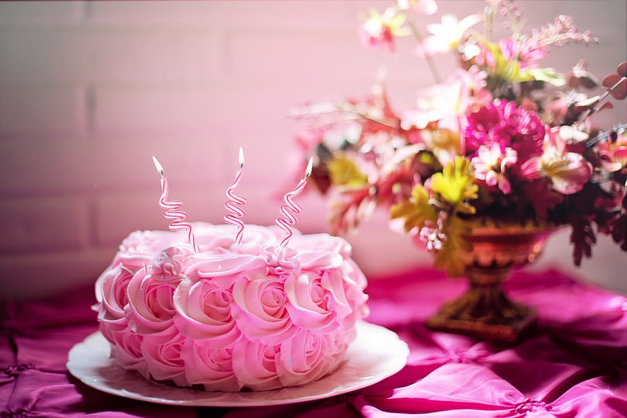 Pink Flower Cake, anniversary, beautiful, birthday, birthday cake