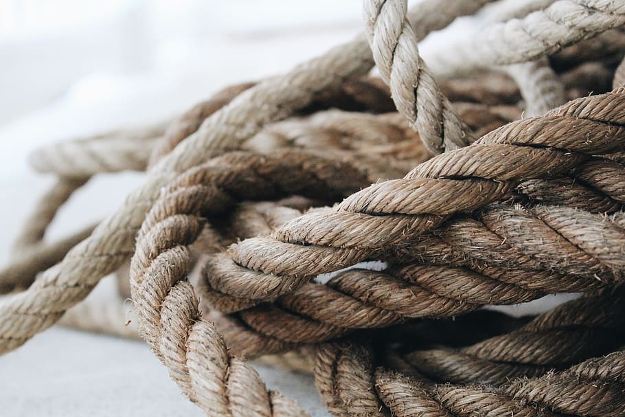 Close Up Photo of Rope, close-up, strength, thick, tied up, twisted, HD wallpaper