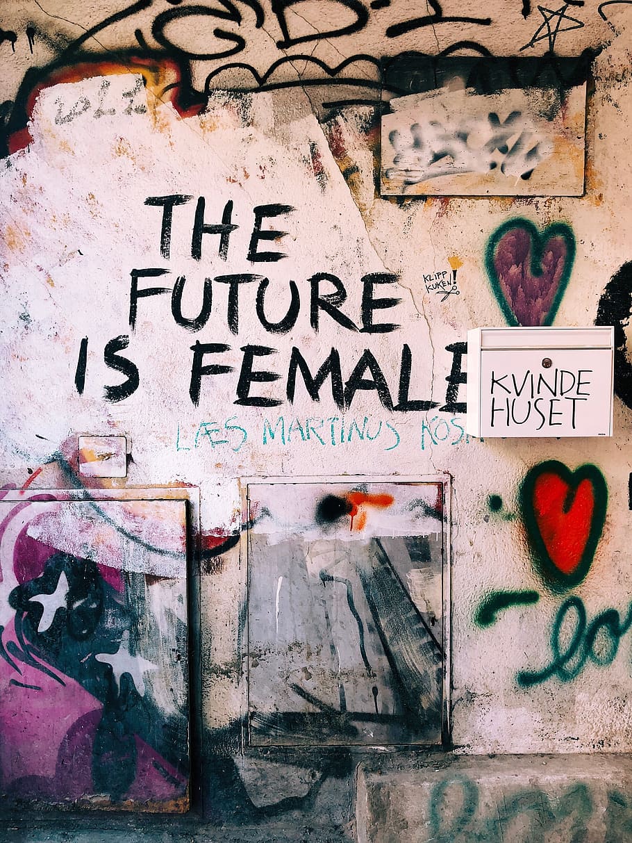 female empowerment, grafitti, future, street art, political, HD wallpaper