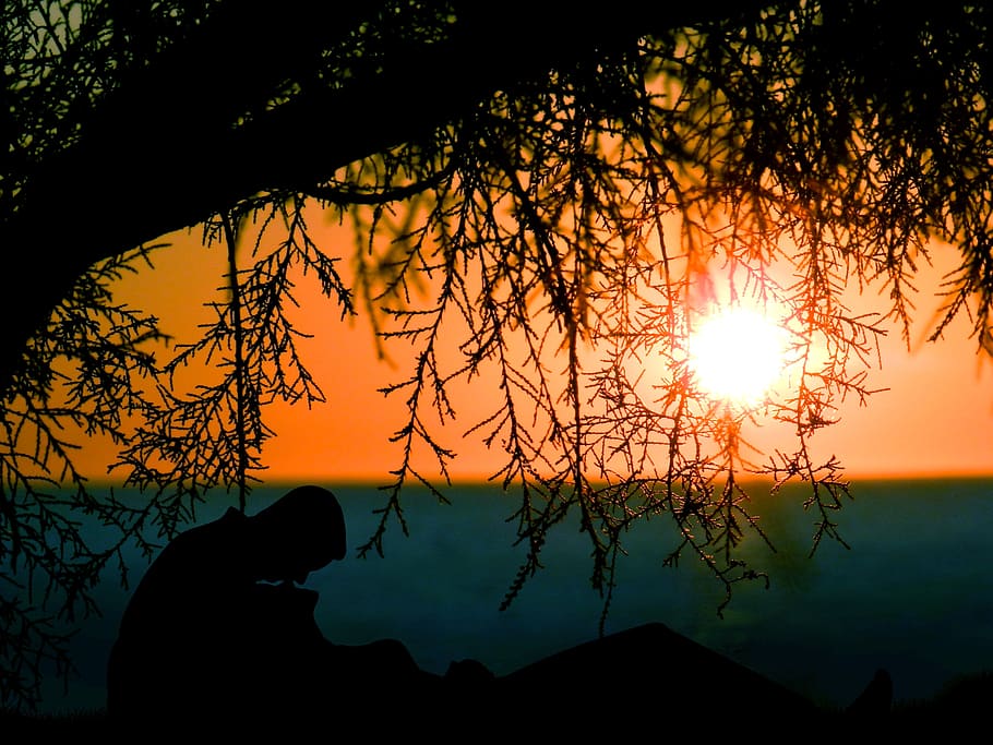 sunrise, sunset, dusk, dawn, couple, lying, lovers, silhouette HD wallpaper