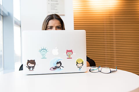 Woman Sitting in Front of Laptop, adult, desk, developer, developing HD wallpaper
