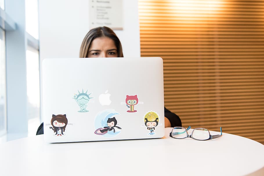 Woman Sitting in Front of Laptop, adult, desk, developer, developing HD wallpaper