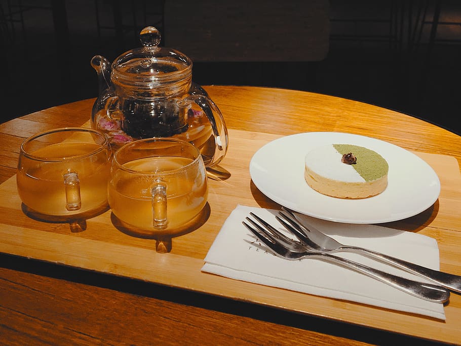 tea, tea pot, matcha cake, desert, table, food and drink, eating utensil HD wallpaper