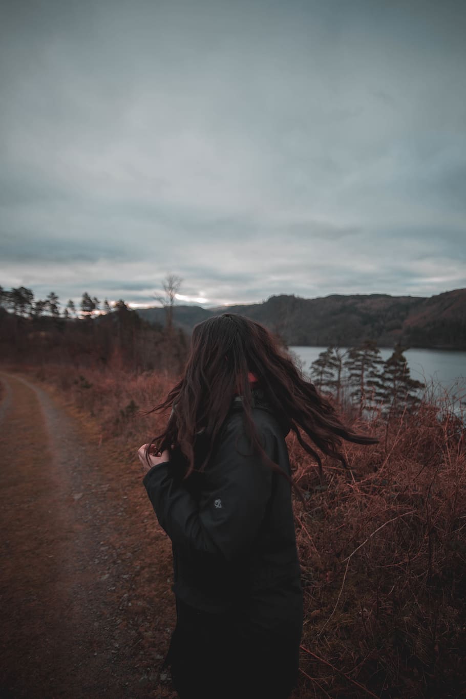 person wearing black jacket, sky, one person, cloud - sky, standing HD wallpaper