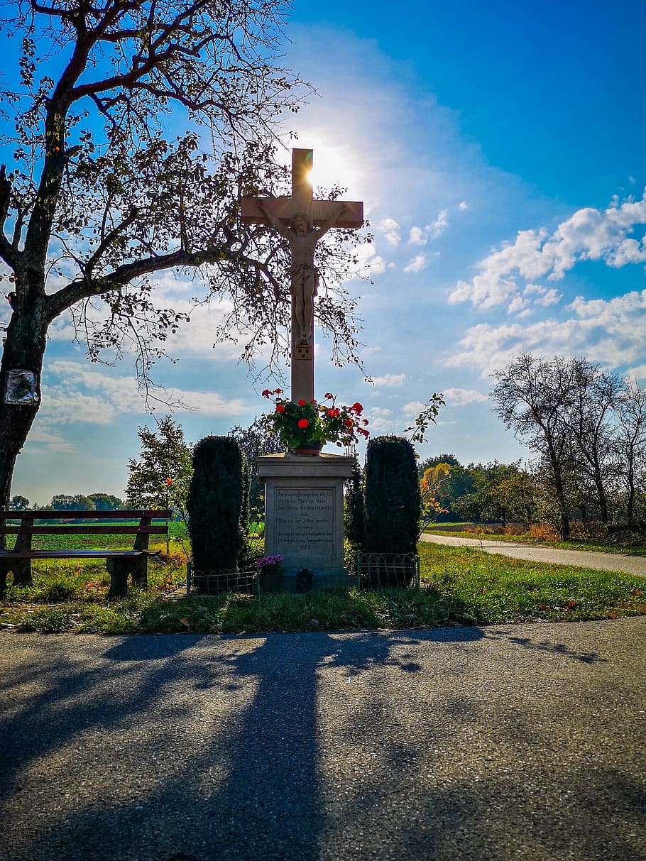 cross, sun, autumn, sky, god, church, jesus, faith, christianity HD wallpaper