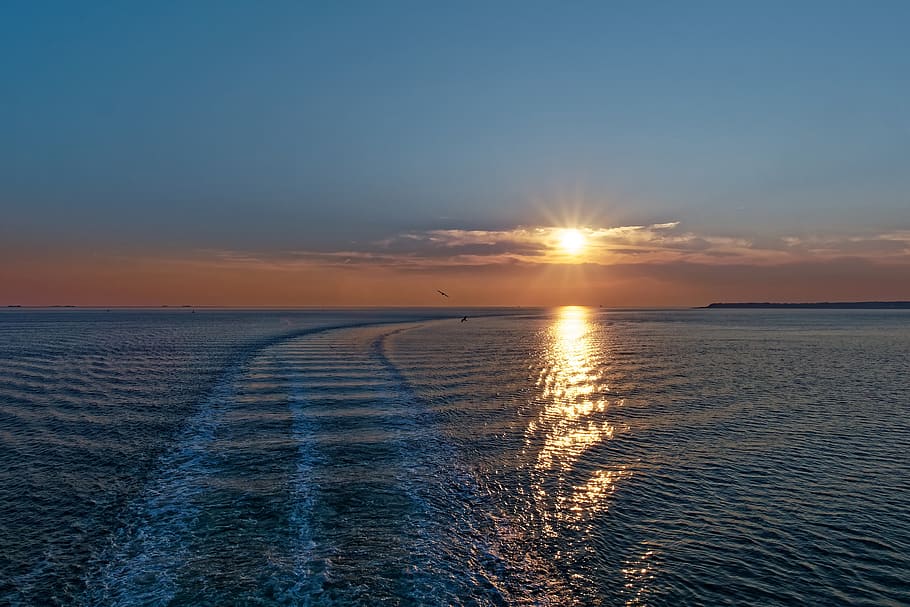 sunset, föhr, north sea, wadden sea, world natural heritage, HD wallpaper