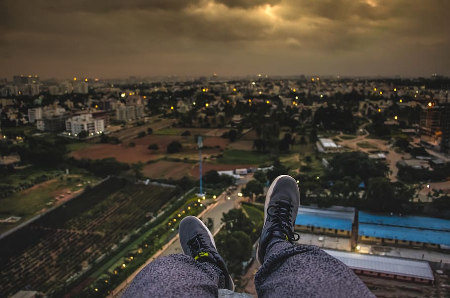 landscapes, clouds, cloudy, trees, lights, buildings, shoes HD wallpaper