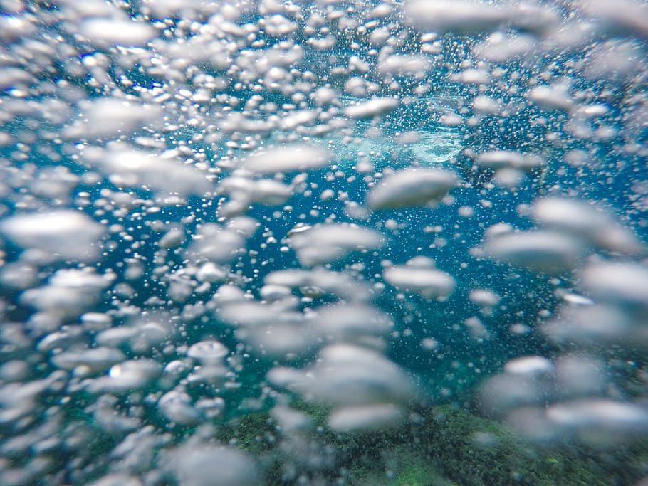 bubbles underwater photography, selective focus, snow, winter HD wallpaper