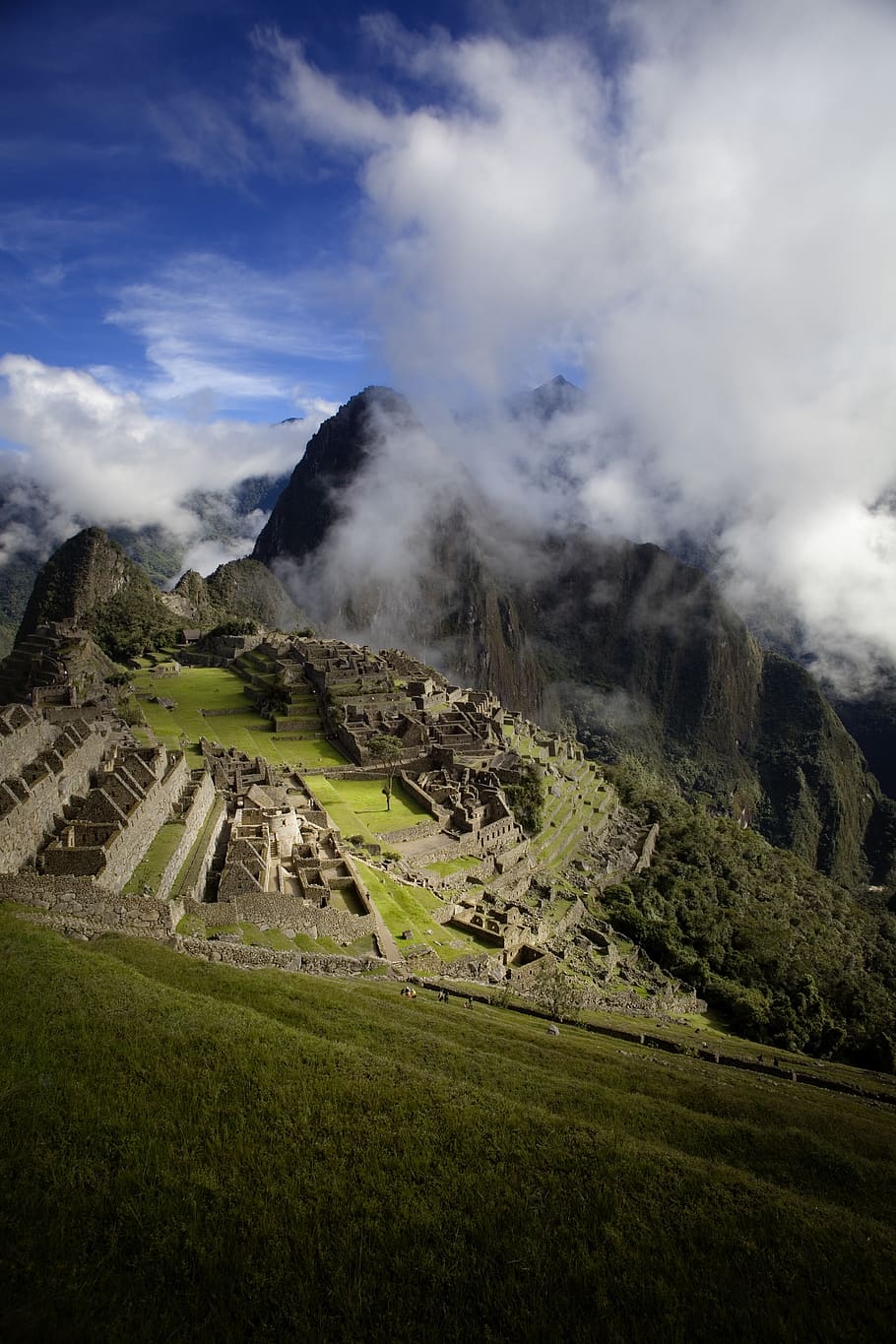 Top View of Ancient Ruins Under White Cloudy Sky, clouds, historical site HD wallpaper
