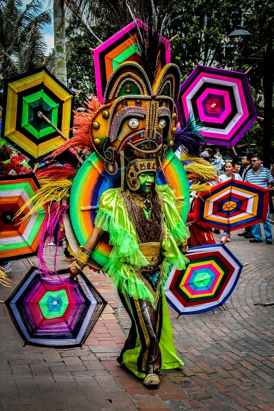 folklore, dance, culture, colombia, colombian, colorful, fantasy, HD wallpaper